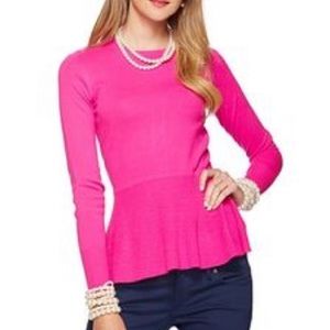 Lilly Pulitzer Pink Peplum Sweater size medium